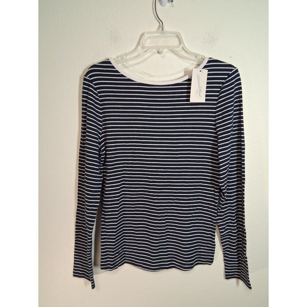 NWT Universal Thread Long Sleeve T-Shirt Low Back Casual Winter Navy Blue Size X